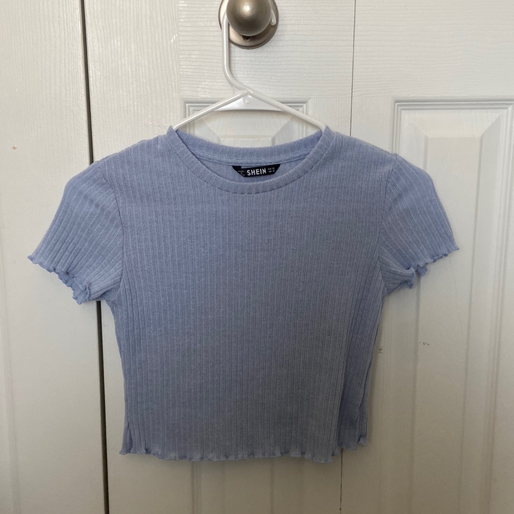 Shein extra small light blue crop top